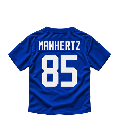 New York Giants jersey keychain — Chris Manhertz #85. Exact saved player artwork preview.