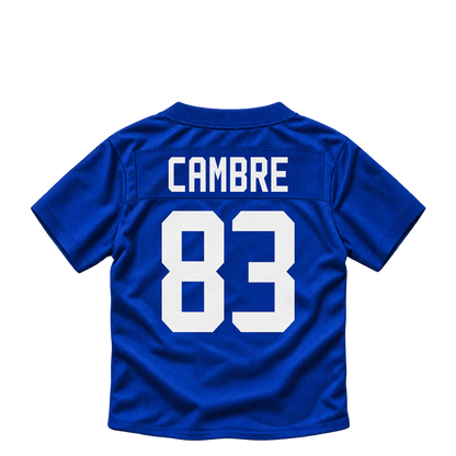 New York Giants jersey keychain — Dalen Cambre #83. Exact saved player artwork preview.