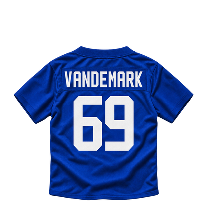 New York Giants jersey keychain — Geno VanDeMark #69. Exact saved player artwork preview.