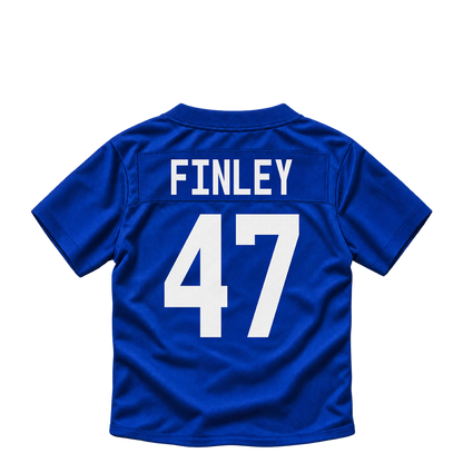 New York Giants jersey keychain — Grant Finley #47. Exact saved player artwork preview.