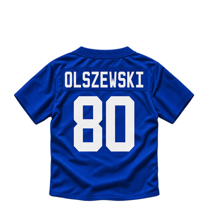 New York Giants jersey keychain — Gunner Olszewski #80. Exact saved player artwork preview.