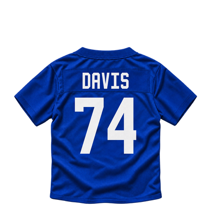 New York Giants jersey keychain — J.C. Davis #74. Exact saved player artwork preview.