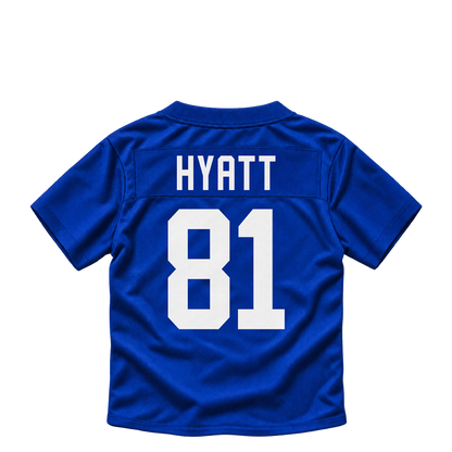 New York Giants jersey keychain — Jalin Hyatt #81. Exact saved player artwork preview.