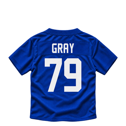 New York Giants jersey keychain — Jarrod Gray #79. Exact saved player artwork preview.