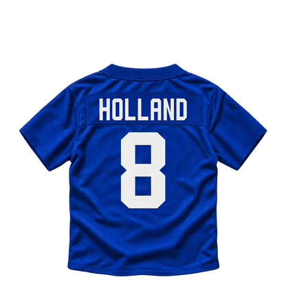 New York Giants jersey keychain — Jevón Holland #8. Exact saved player artwork preview.