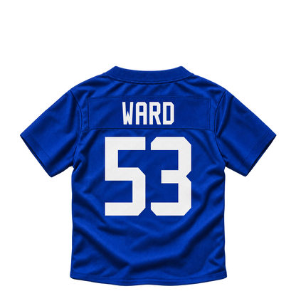 New York Giants jersey keychain — Jihad Ward #53. Exact saved player artwork preview.