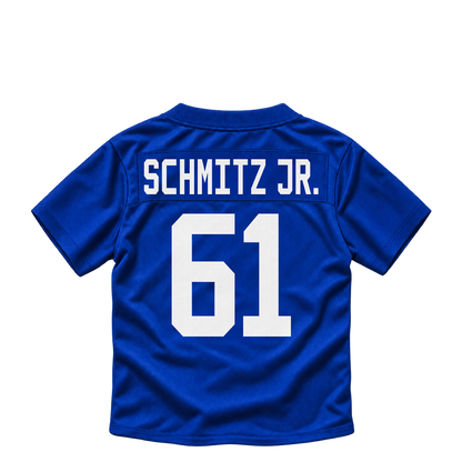 New York Giants jersey keychain — John Michael Schmitz Jr. #61. Exact saved player artwork preview.