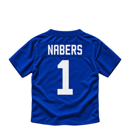 New York Giants jersey keychain — Malik Nabers #1. Exact saved player artwork preview.