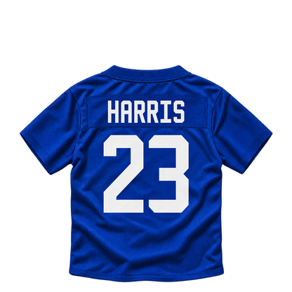 New York Giants jersey keychain — Najee Harris #23. Exact saved player artwork preview.
