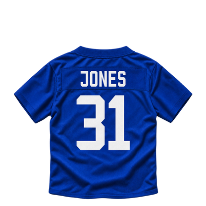 New York Giants jersey keychain — Nic Jones #31. Exact saved player artwork preview.