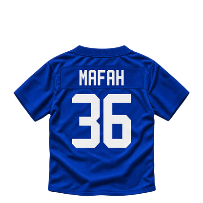 New York Giants jersey keychain — Phil Mafah #36. Exact saved player artwork preview.