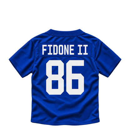New York Giants jersey keychain — Thomas Fidone II #86. Exact saved player artwork preview.