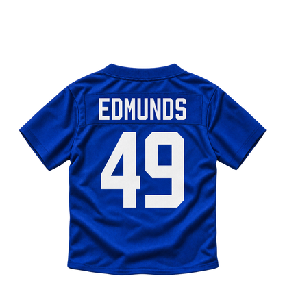New York Giants jersey keychain — Tremaine Edmunds #49. Exact saved player artwork preview.