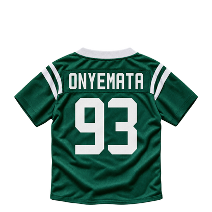 New York Jets jersey keychain — David Onyemata #93. Exact saved player artwork preview.
