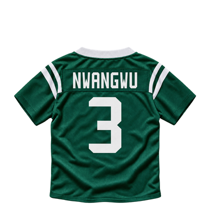 New York Jets jersey keychain — Kene Nwangwu #3. Exact saved player artwork preview.