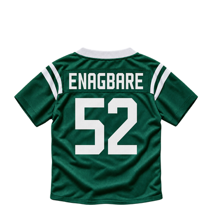 New York Jets jersey keychain — Kingsley Enagbare #52. Exact saved player artwork preview.