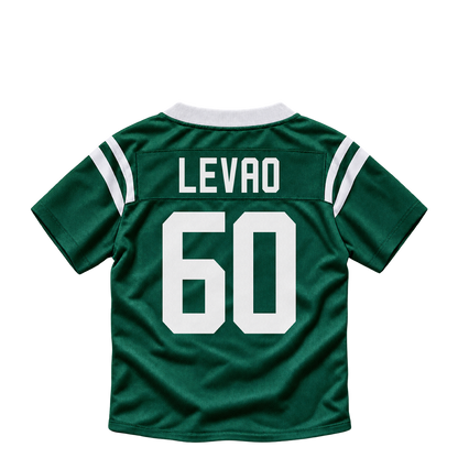 New York Jets jersey keychain — Kohl Levao #60. Exact saved player artwork preview.
