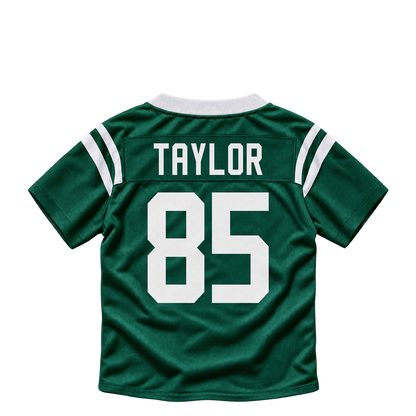 New York Jets jersey keychain — Mason Taylor #85. Exact saved player artwork preview.
