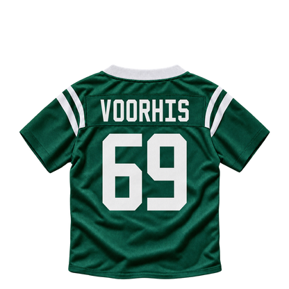 New York Jets jersey keychain — Nathan Voorhis #69. Exact saved player artwork preview.