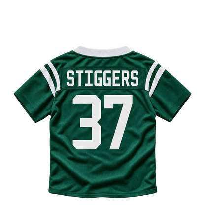 New York Jets jersey keychain — Qwan'tez Stiggers #37. Exact saved player artwork preview.