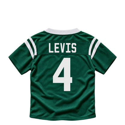 New York Jets jersey keychain — Will Levis #4. Exact saved player artwork preview.