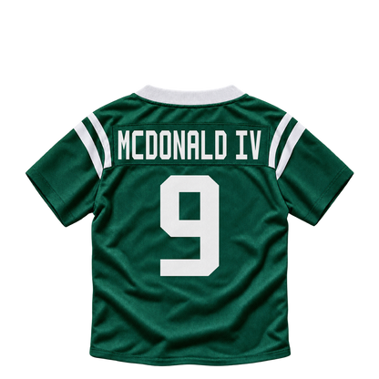 New York Jets jersey keychain — Will McDonald IV #9. Exact saved player artwork preview.