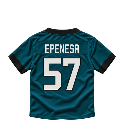 Philadelphia Eagles jersey keychain — A.J. Epenesa #57. Exact saved player artwork preview.