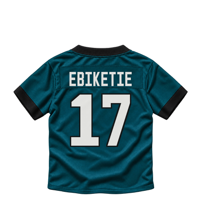 Philadelphia Eagles jersey keychain — Arnold Ebiketie #17. Exact saved player artwork preview.