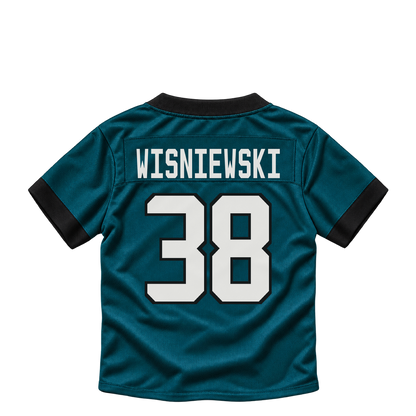 Philadelphia Eagles jersey keychain — Cole Wisniewski #38. Exact saved player artwork preview.