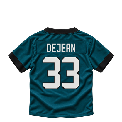 Philadelphia Eagles jersey keychain — Cooper DeJean #33. Exact saved player artwork preview.