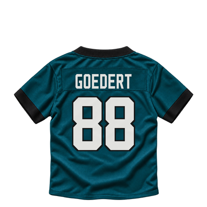 Philadelphia Eagles jersey keychain — Dallas Goedert #88. Exact saved player artwork preview.