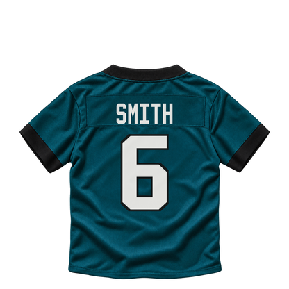 Philadelphia Eagles jersey keychain — DeVonta Smith #6. Exact saved player artwork preview.