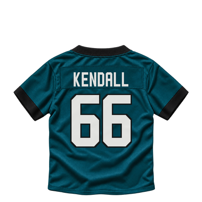Philadelphia Eagles jersey keychain — Drew Kendall #66. Exact saved player artwork preview.