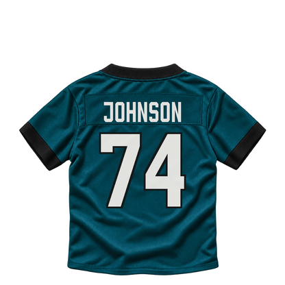 Philadelphia Eagles jersey keychain — Fred Johnson #74. Exact saved player artwork preview.