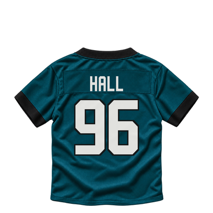 Philadelphia Eagles jersey keychain — Gabe Hall #96. Exact saved player artwork preview.