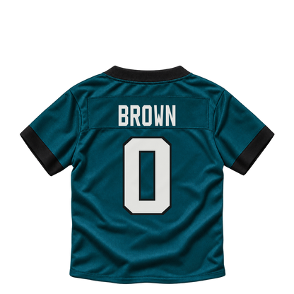 Philadelphia Eagles jersey keychain — Hollywood Brown #0. Exact saved player artwork preview.