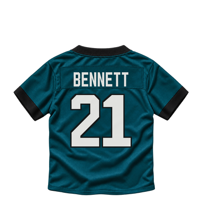 Philadelphia Eagles jersey keychain — Jakorian Bennett #21. Exact saved player artwork preview.