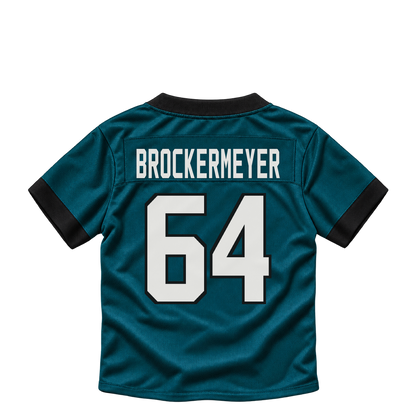 Philadelphia Eagles jersey keychain — James Brockermeyer #64. Exact saved player artwork preview.