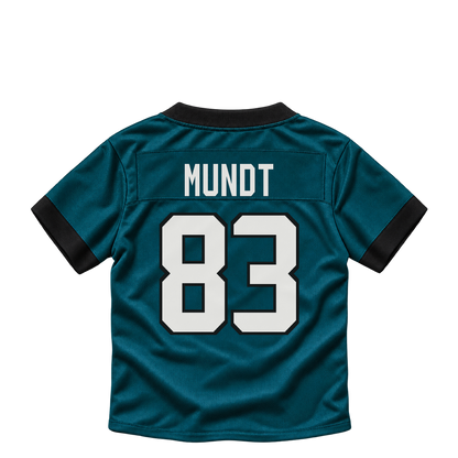 Philadelphia Eagles jersey keychain — Johnny Mundt #83. Exact saved player artwork preview.