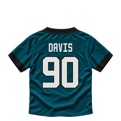 Philadelphia Eagles jersey keychain — Jordan Davis #90. Exact saved player artwork preview.