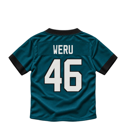 Philadelphia Eagles jersey keychain — Joshua Weru #46. Exact saved player artwork preview.