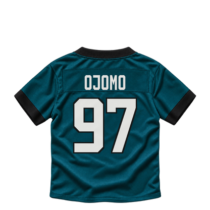 Philadelphia Eagles jersey keychain — Moro Ojomo #97. Exact saved player artwork preview.
