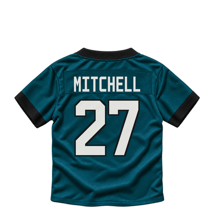 Philadelphia Eagles jersey keychain — Quinyon Mitchell #27. Exact saved player artwork preview.