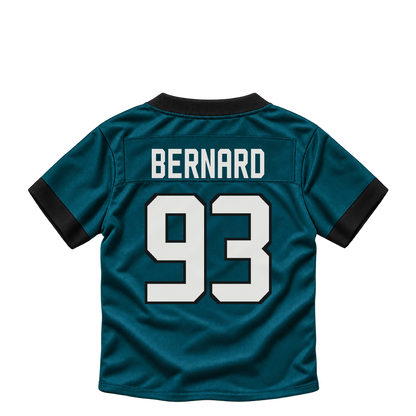 Philadelphia Eagles jersey keychain — Uar Bernard #93. Exact saved player artwork preview.
