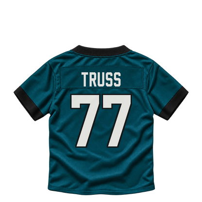 Philadelphia Eagles jersey keychain — Xavier Truss #77. Exact saved player artwork preview.