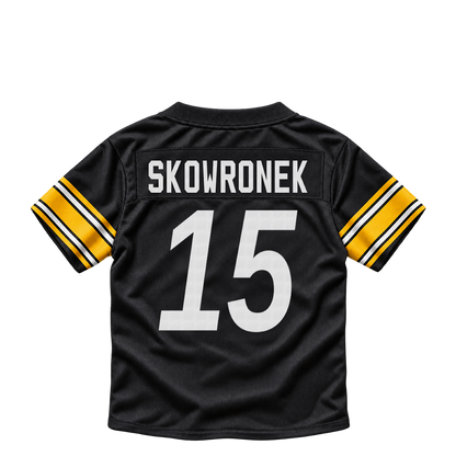 Pittsburgh Steelers jersey keychain — Ben Skowronek #15. Exact saved player artwork preview.