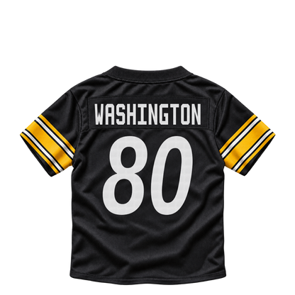Pittsburgh Steelers jersey keychain — Darnell Washington #80. Exact saved player artwork preview.