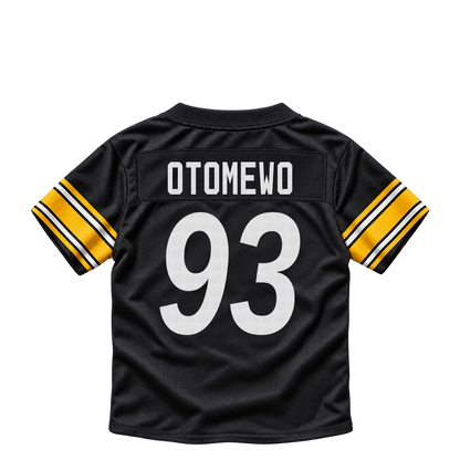 Pittsburgh Steelers jersey keychain — Esezi Otomewo #93. Exact saved player artwork preview.