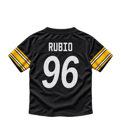 Pittsburgh Steelers jersey keychain — Gabriel Rubio #96. Exact saved player artwork preview.