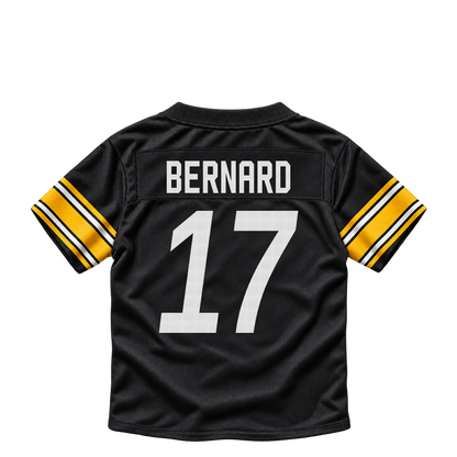 Pittsburgh Steelers jersey keychain — Germie Bernard #17. Exact saved player artwork preview.